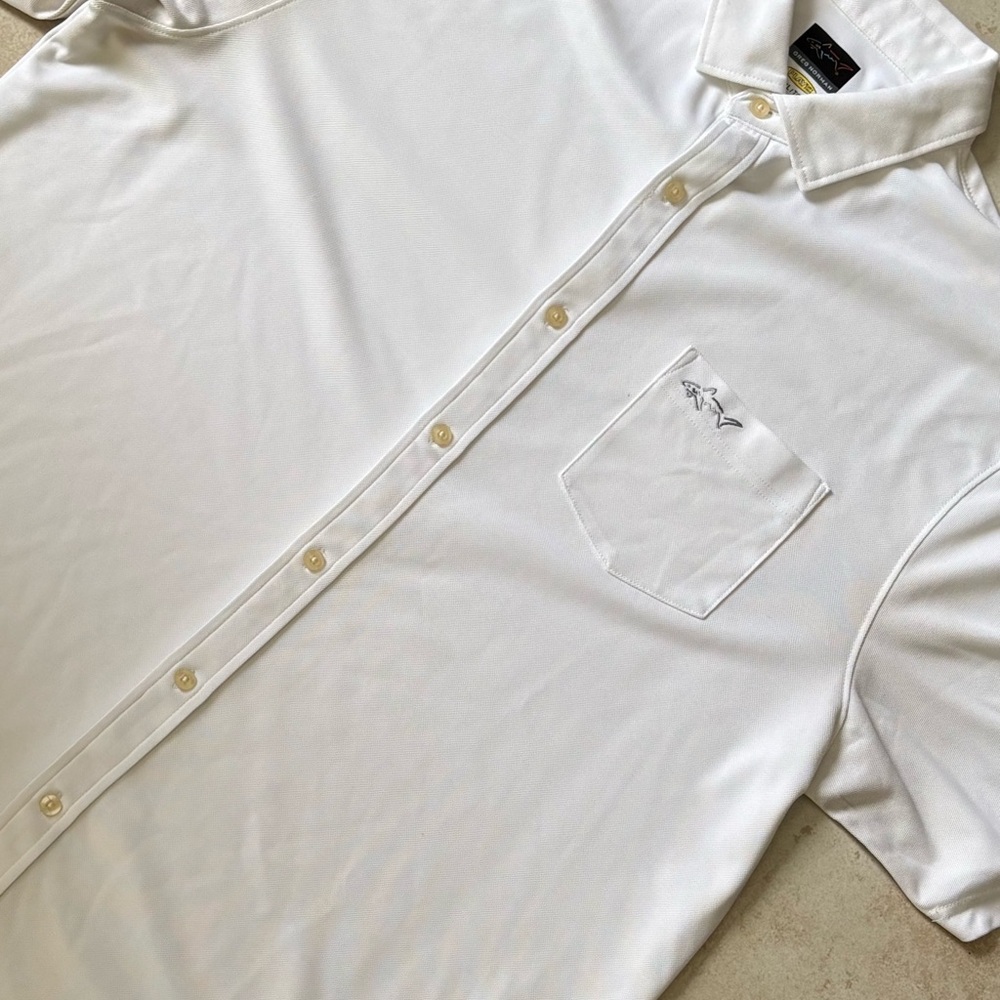 Greg Norman Play Dry Polo Shirt XL White Button Front Golf Activewear